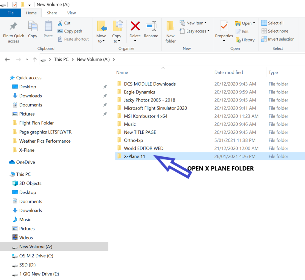 Install File open X Plane Directory