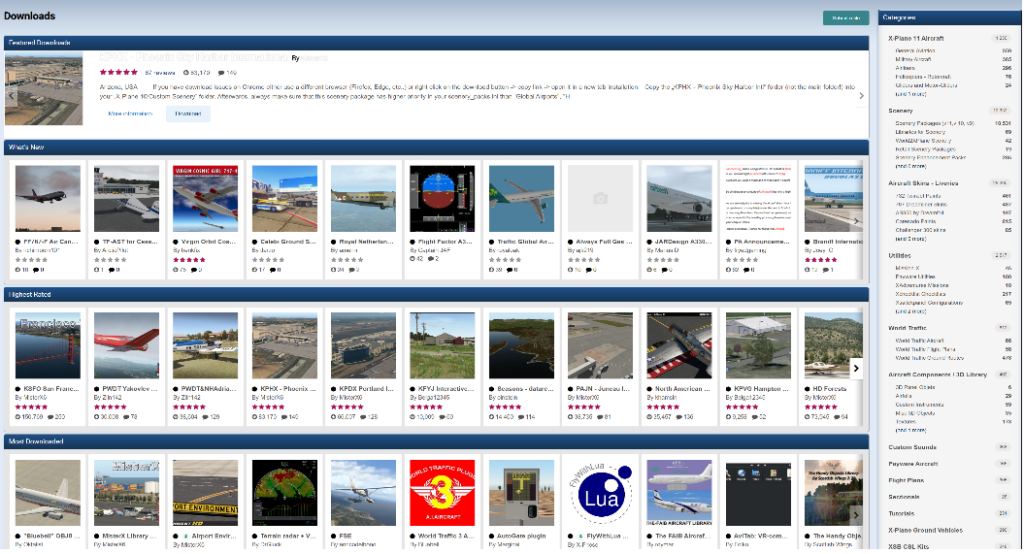 X Plane . org Downloads Page