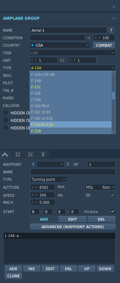 DCS Mission editor right menu