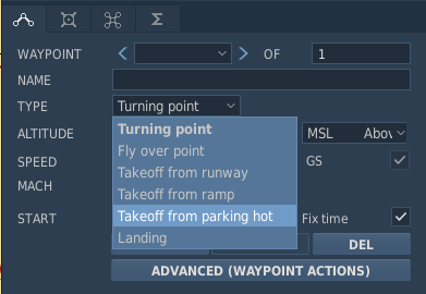 DCS mission editor Start Position