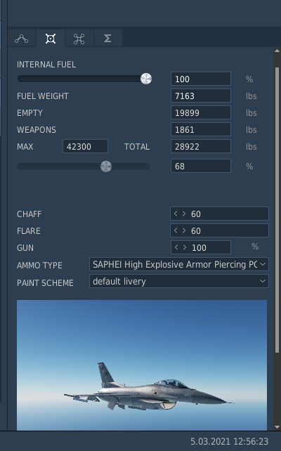 Planning and Weapons Screen