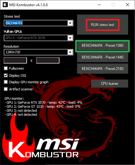 MSI Kombuster Benchmarking Tool
