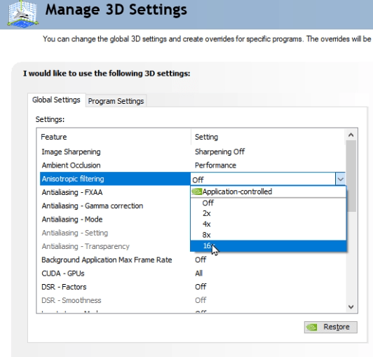 Manage 3D Settings Nvidia Control Panel High Quality