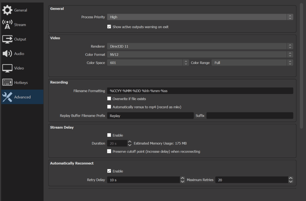 OBS Recording Settings 1080p 60fps