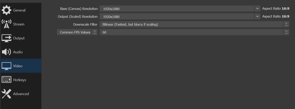 OBS Recording Settings 1080p 60fps